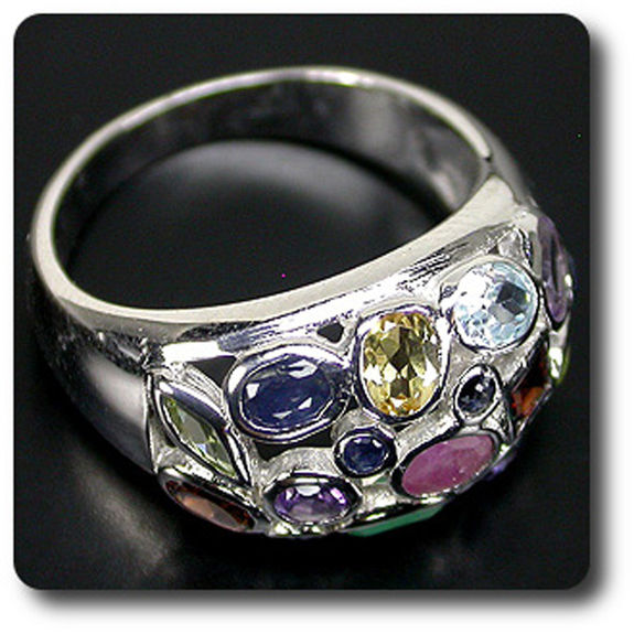 BAGUE RUBIS EMERAUDE GRENAT TOPAZE
