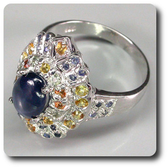 BAGUE SAPHIR ETOILE & SAPHIR MULTICOLORE