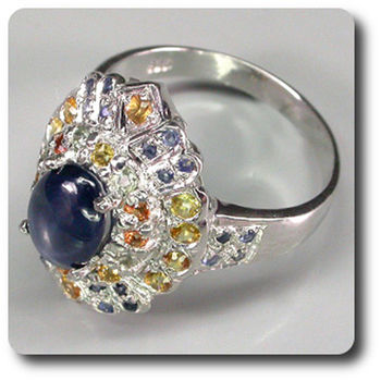 BAGUE SAPHIR ETOILE & SAPHIR MULTICOLORE