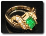 3x6 mm Green Emerald Ring