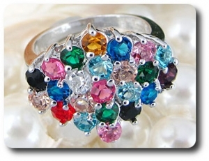 23x3 mm Multicolor Topaz Ring