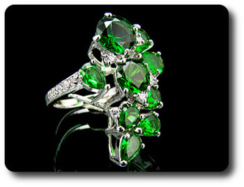 9x8-5 mm Green Emerald Ring