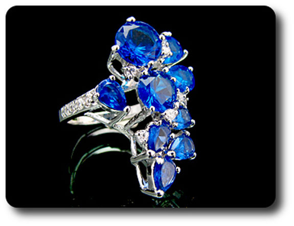 9x8-5 mm Blue Sapphire Ring