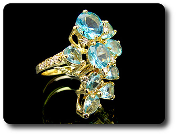 9x8-5 mm Blue Topaz Ring