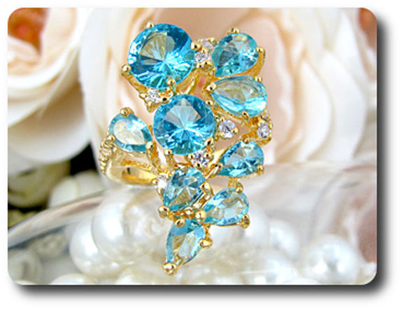 9x8-5 mm Blue Topaz Ring