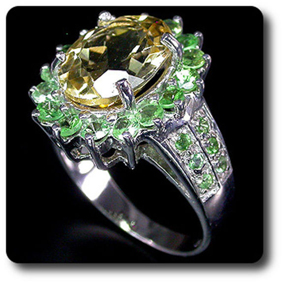 CITRINE & TSAVORITE GARNET RING