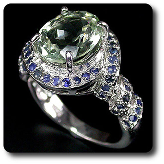 GREEN AMETHYST & BLUE SAPPHIRE RING