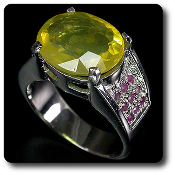 BAGUE OPALE JAUNE & RUBIS