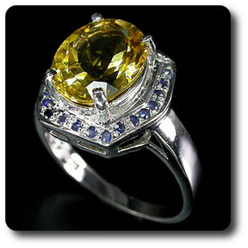 BAGUE CITRINE & SAPHIR