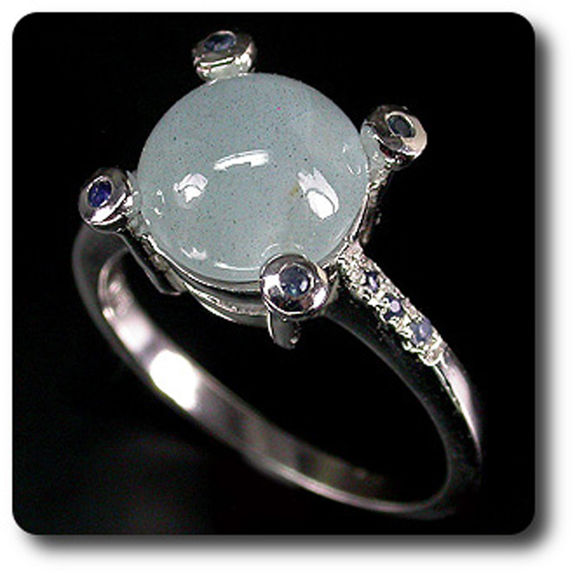 BAGUE AIGUE-MARINE OEIL DE CHAT & SAPHIR