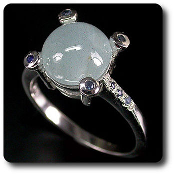 BAGUE AIGUE-MARINE OEIL DE CHAT & SAPHIR