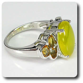 DYED CHALCEDONY & CITRINE RING