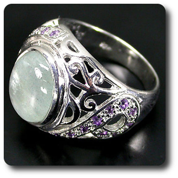 AQUAMARINE & AMETHYST RING