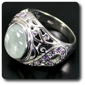 AQUAMARINE & AMETHYST RING