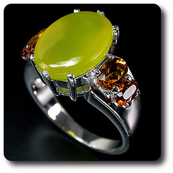 DYED CHALCEDONY & CITRINE RING