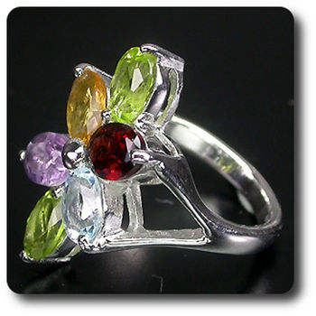 AMETHYST, GARNET, CITRINE, PERIDOT & TOPAZ RING