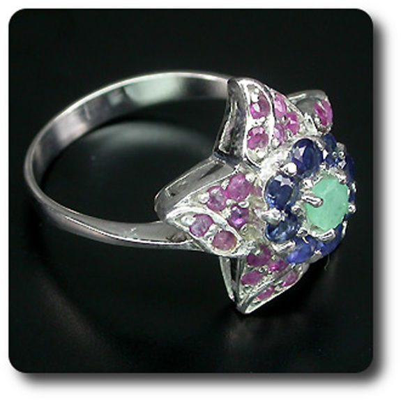 EMERALD, RUBY & SAPPHIRE RING