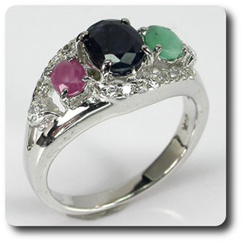 EMERALD, RUBY, SAPPHIRE RING