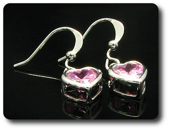 BOUCLES D'OREILLE SAPHIR ROSE