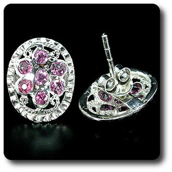 BOUCLES D'OREILLE GRENAT RHODOLITE ROSE