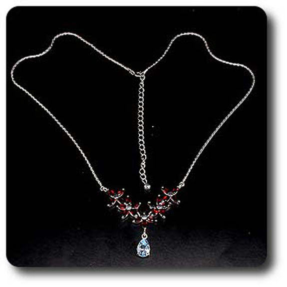 COLLIER GRENAT & TOPAZE BLEU