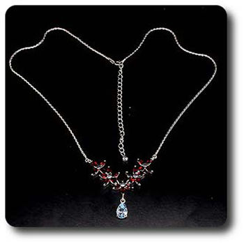 COLLIER GRENAT & TOPAZE BLEU
