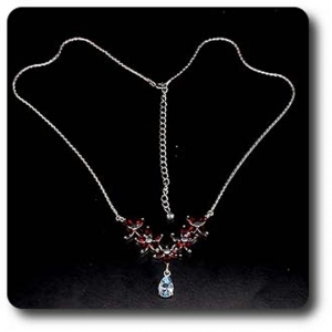 COLLIER GRENAT & TOPAZE BLEU
