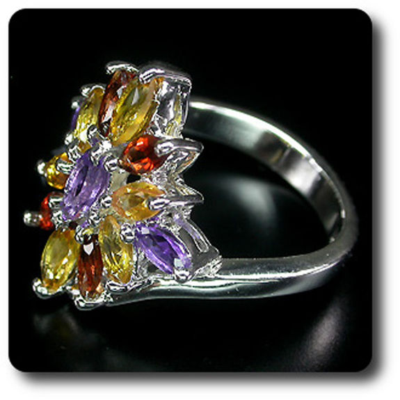 AMETHYST, GARNET & CITRINE RING