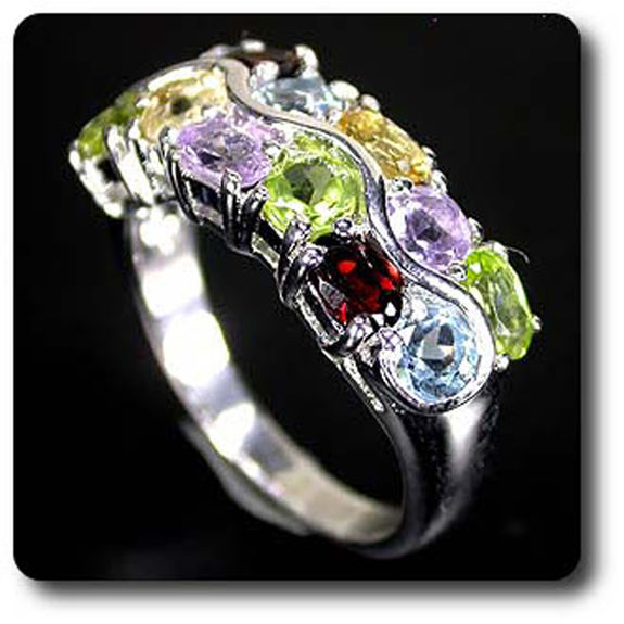 AMETHYST, GARNET, PERIDOT, CITRINE & TOPAZ RING