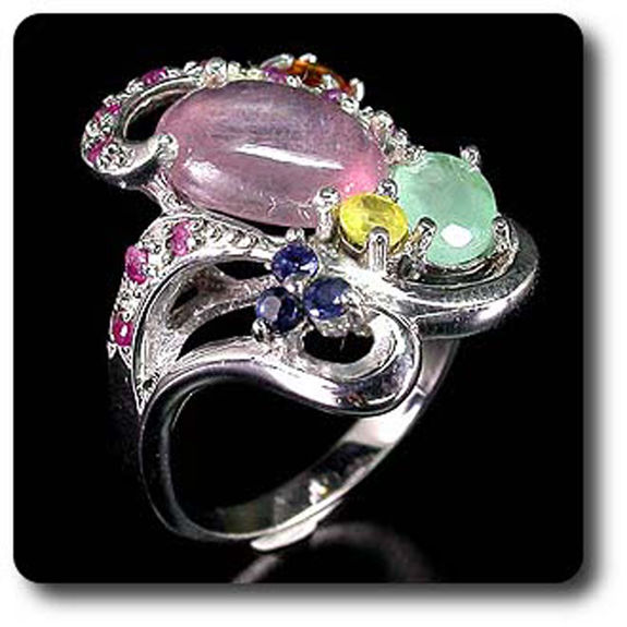 EMERALD, RUBY & SAPPHIRE RING