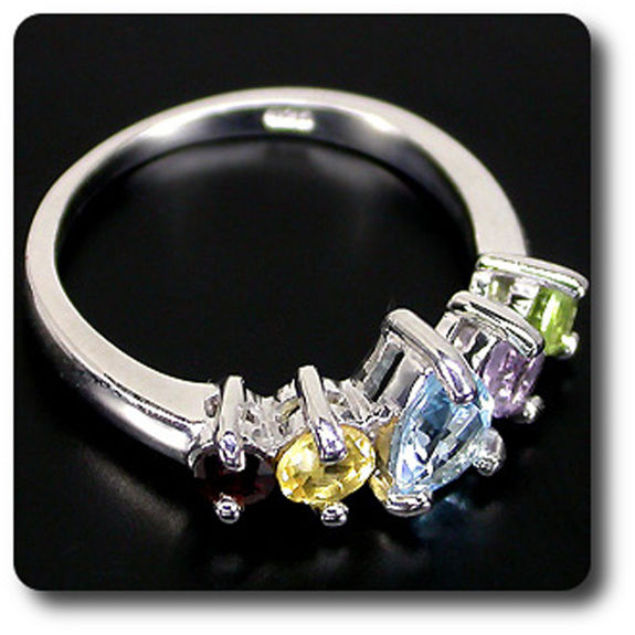 BAGUE AMETHYSTE GRENAT PERIDOT CITRINE TOPAZE