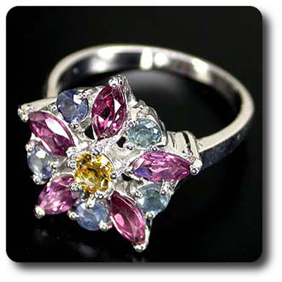 GARNET, SAPPHIRE & CITRINE RING