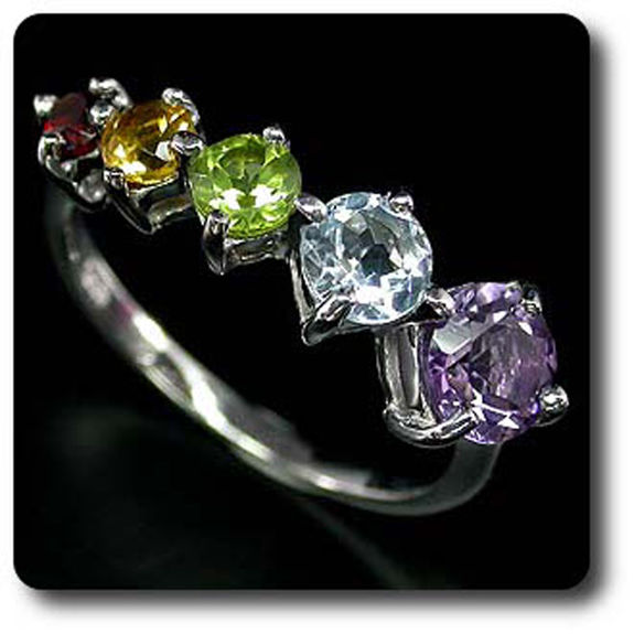 BAGUE AMETHYSTE GRENAT PERIDOT CITRINE TOPAZE
