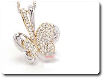 Double Chain Rhinestone Bowknot Necklace