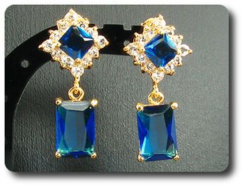 12x28~8mm Blue Sapphire Necklace Earrings Set