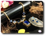 12x28~8mm Blue Sapphire Necklace Earrings Set