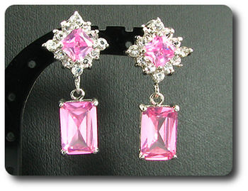 12x28~8mm Pink Sapphire Necklace Earrings Set