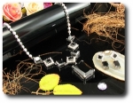 12x28~8mm Black Sapphire Necklace Earrings Set
