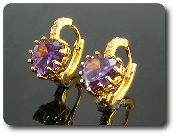 2 x 9 mm Purple Amethyst Earrings