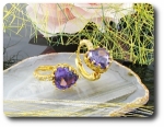 2 x 9 mm Purple Amethyst Earrings