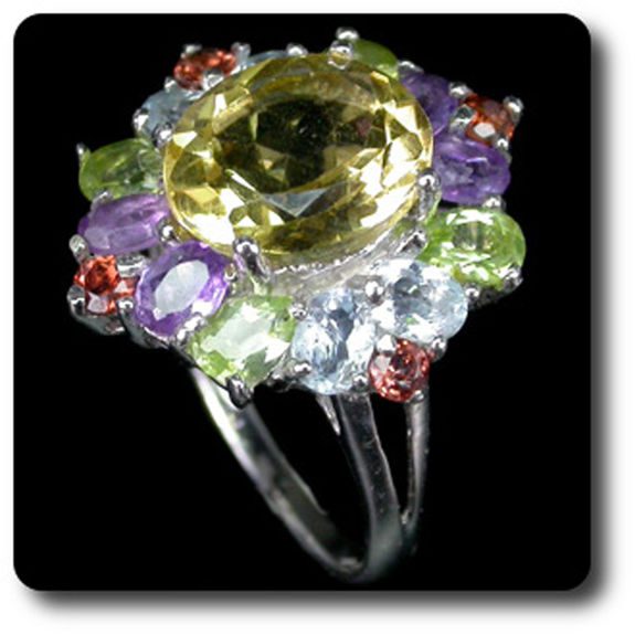 AMETHYST, GARNET, PERIDOT, CITRINE & TOPAZ RING