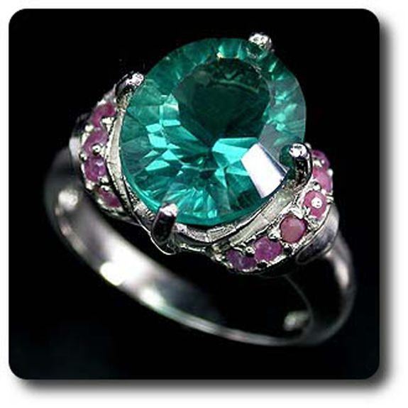 BAGUE FLUORINE VERTE & RUBIS
