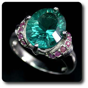 BAGUE FLUORINE VERTE & RUBIS
