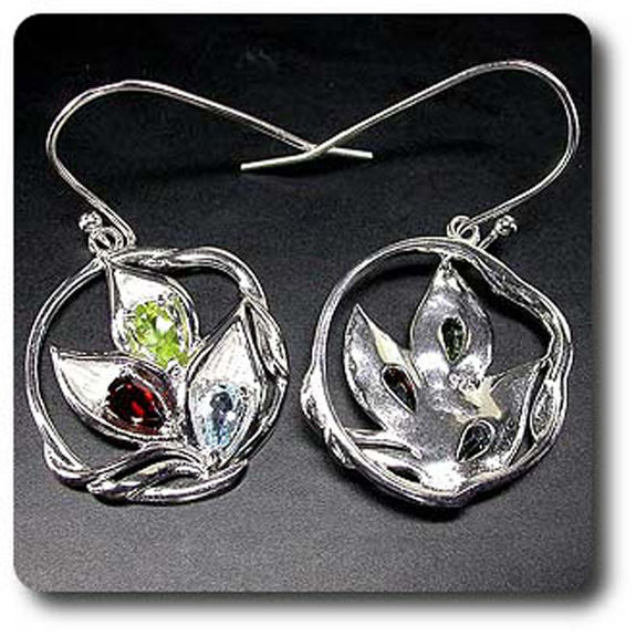GARNET, PERIDOT & TOPAZ EARRINGS