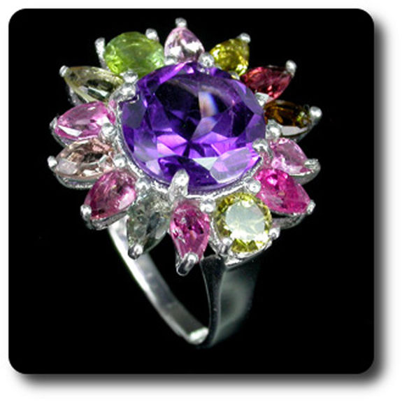 AMETHYST & MULTICOLOR TOURMALINE RING