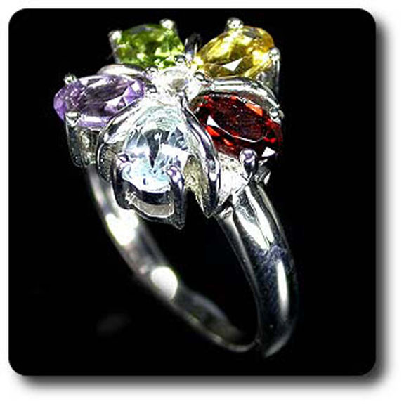 BAGUE AMETHYSTE GRENAT PERIDOT CITRINE TOPAZE