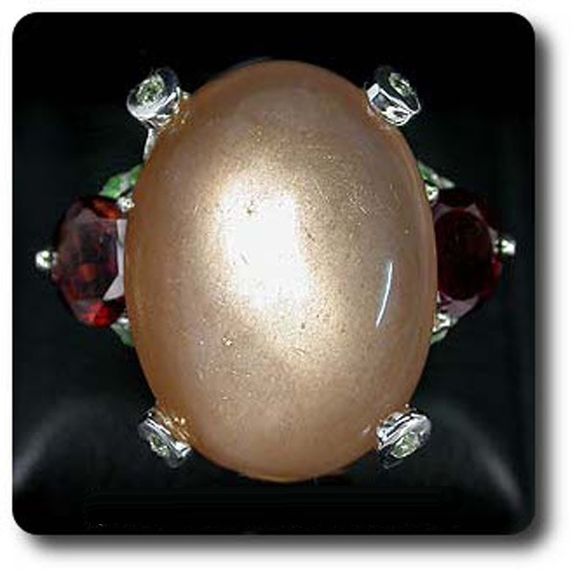 MOONSTONE GARNET SAPPHIRE & TSAVORITE GARNET RING