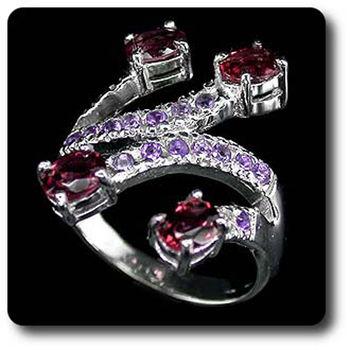 AMETHYST & RHODLITE GARNET RING