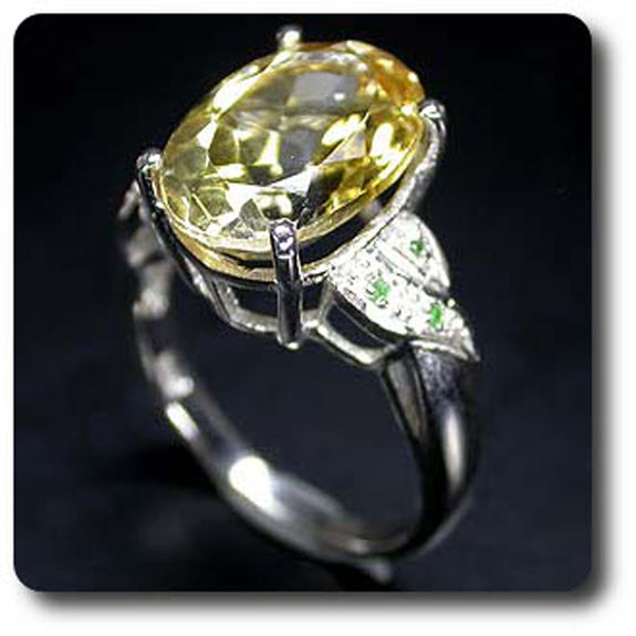 BLUE CITRINE & TSAVORITE GARNET RING