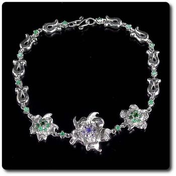 SAPPHIRE, TSAVORITE GARNET, EMERALD & TANZANITE BRACELET